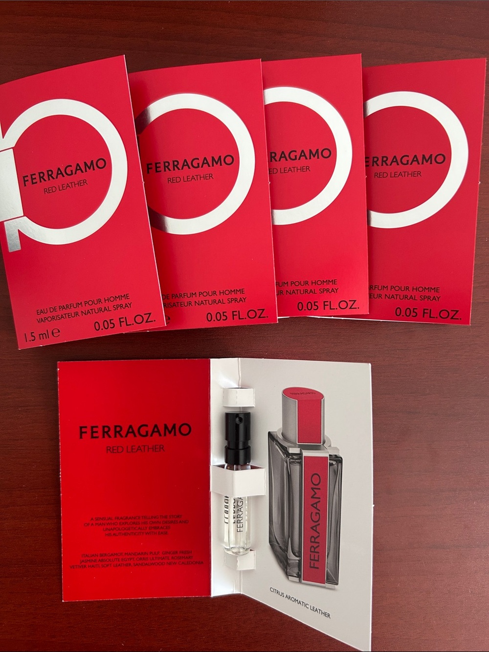 5 pieces Ferragamo Red Leather men’s Sample set